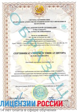 Образец сертификата соответствия аудитора №ST.RU.EXP.00014299-1 Нерюнгри Сертификат ISO 14001